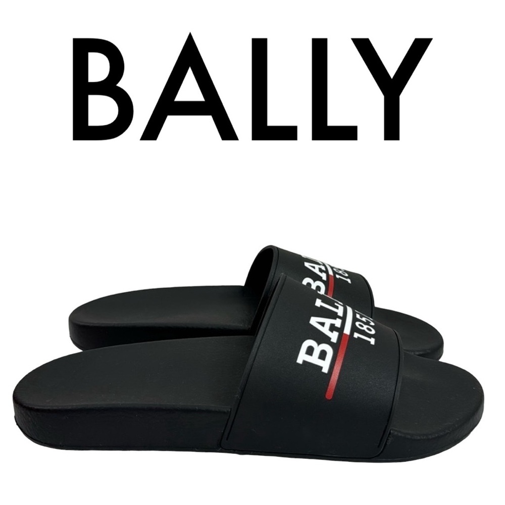 BALLY NWT MEN’S BLACK WHITE RED SLIDES SANDALS SIZE 11 / 44 MADE IN ITALY